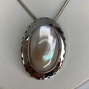 Vintage Nakai Sterling Conch Polished Cabochon Pendant/Brooch with Chain